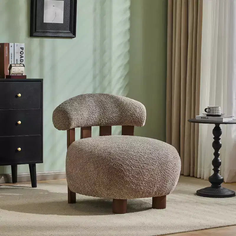 Christopher Knight Home Gareth Modern Wood Boucl Upholstered Accent Slipper Chair