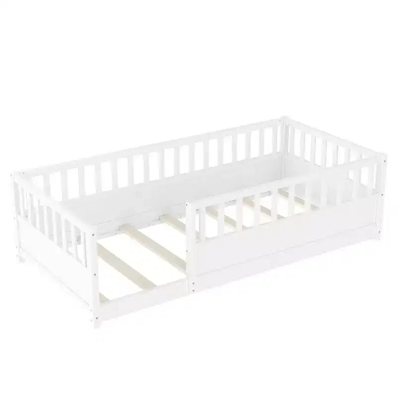GDFStudio Rowan Pine Wood Floor Bed with Super High Security Barrier