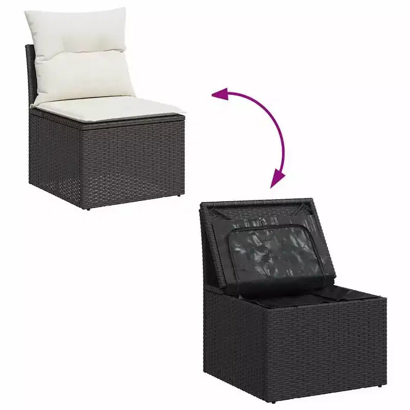 vidaXL 4 Piece Patio Sofa Set with Cushions Poly Rattan Acacia