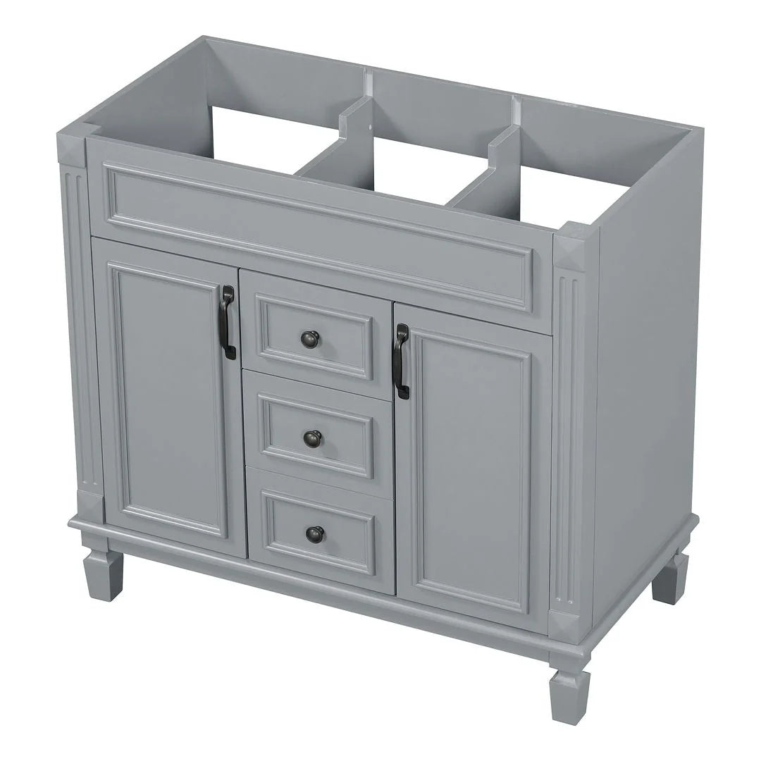 36 Modern Bathroom Vanity with Top Sink and Mirror Cabinet,2 Doors and 2 Drawers