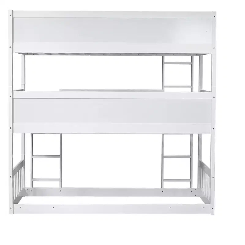 Triple Twin Bunk for Kids, Twin over Twin over Twin Detachable Bunk Bed with Ladder and Guardrail, Separate into 3 Beds