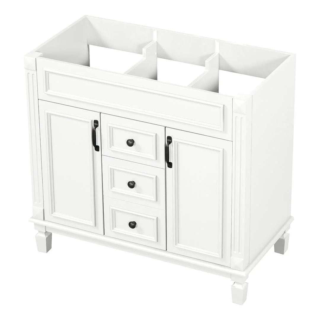 36 Modern Bathroom Vanity with Top Sink and Mirror Cabinet,2 Doors and 2 Drawers