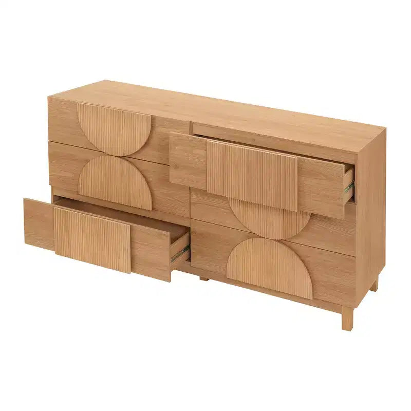 6-Drawer Modern Geometric Dresser, Half-Circle Accent Wide Storage Chest for Bedroom & Living Room