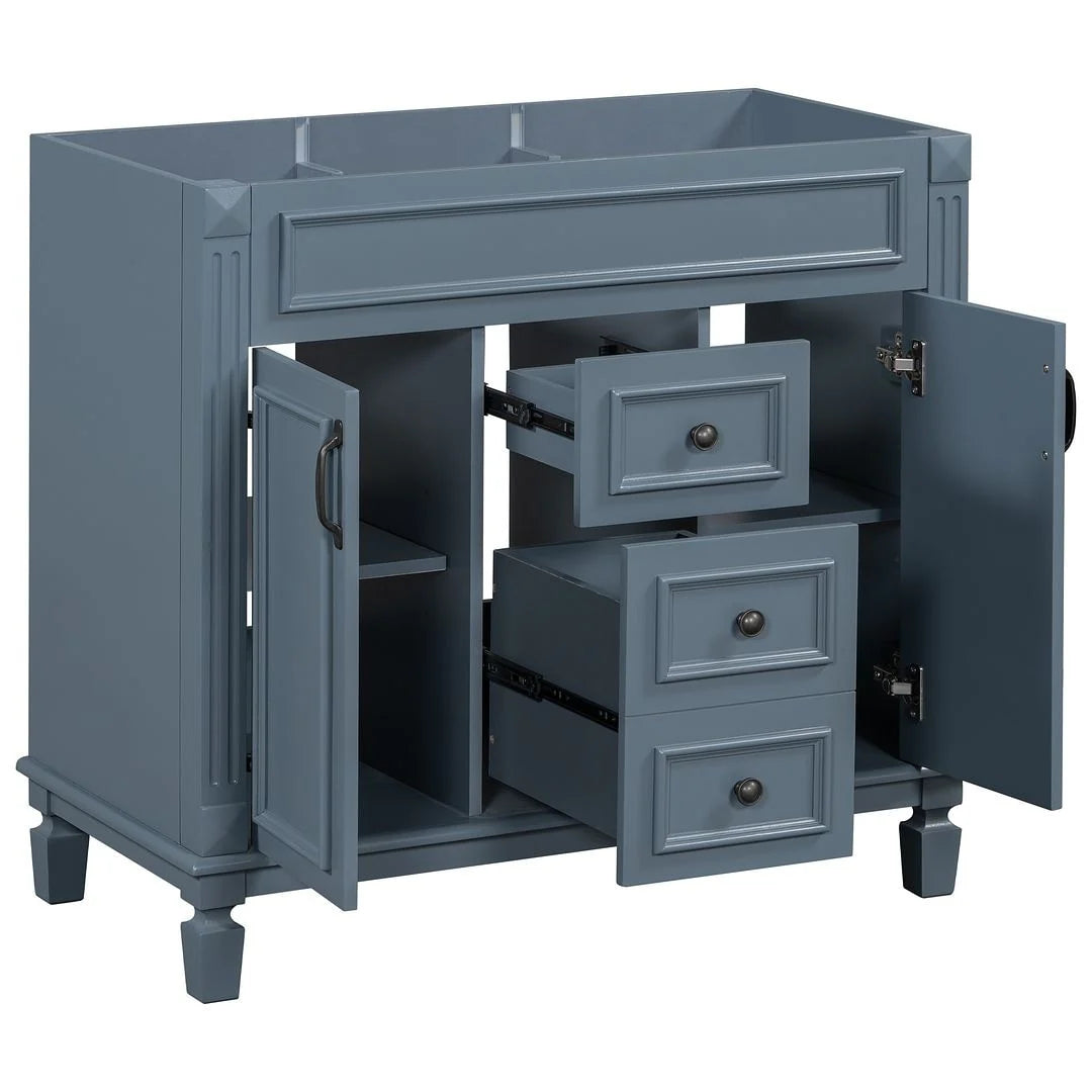 36 Modern Bathroom Vanity with Top Sink and Mirror Cabinet,2 Doors and 2 Drawers