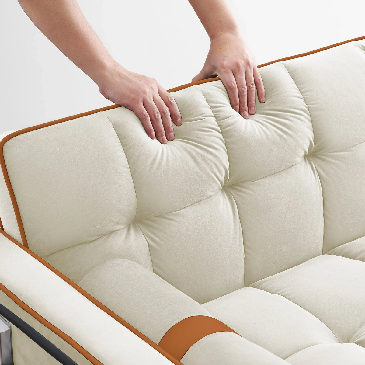 Velvet Convertible 55 2-Seater Sleeper Sofa with Pull-Out Bed, Adjustable Recline, Side Pockets, and Phone Holder