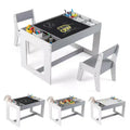 Costway Multifunctional Kids Table & 2 Chairs Set with Removable Double-sized Tabletop Gray + White/Natural + White