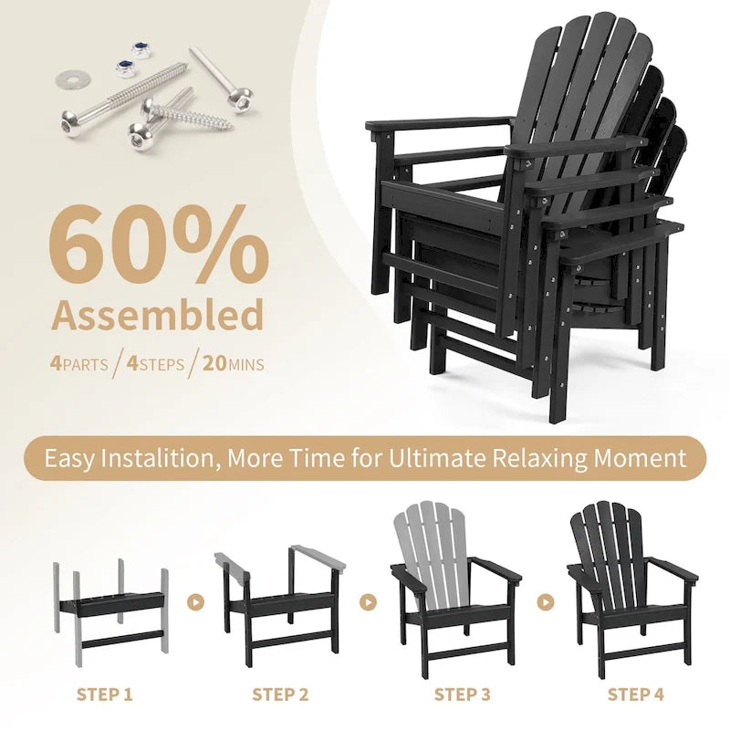 Vrakae 6 Pcs Patio HDPE All-Weather Stacking Adirondack Chair