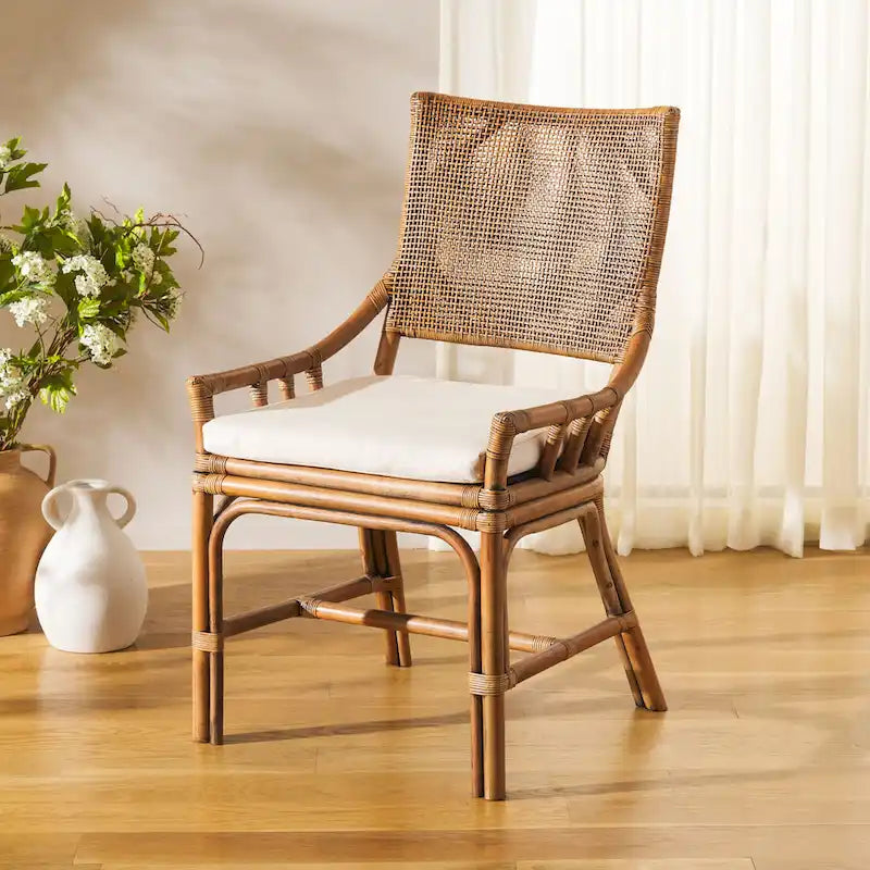 Coastal Rattan Cushion Chair 22 W x 24 L x 37 H 22W x 24D x 37H