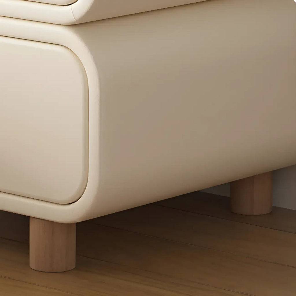 Pleather Scandinavian Nightstand With Faux Leather Finish