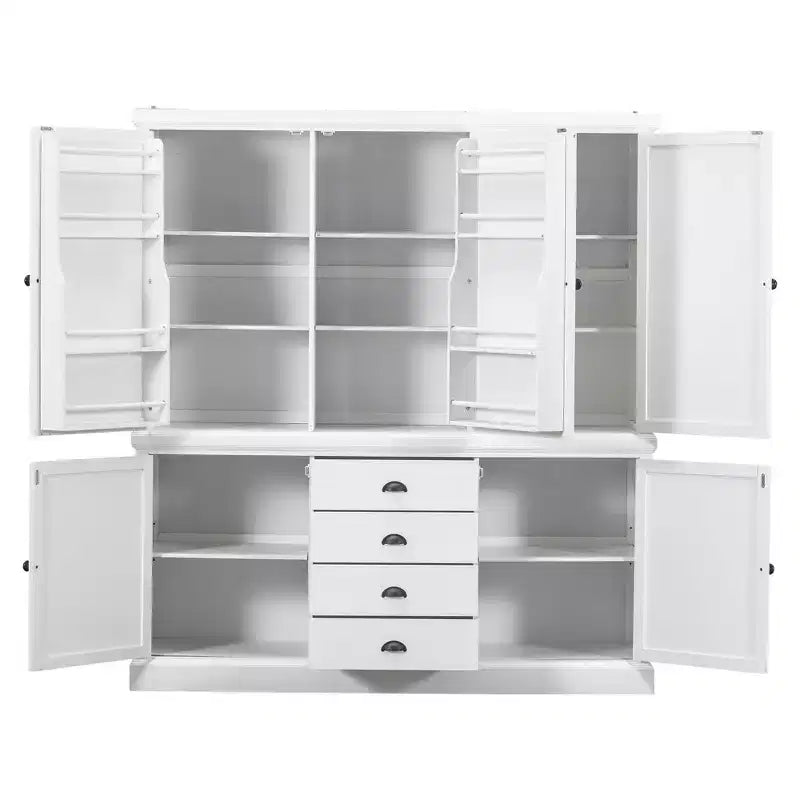 Whisen 73 Freestanding Wooden Kitchen Pantry Cabinet with Drawers and Adjustable Shelves for Storage and Organization in Dining Room or Kitchen
