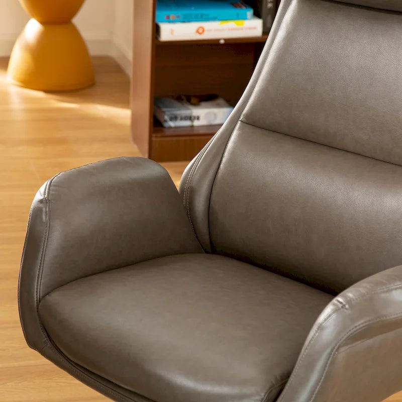 Glitzhome 48-inch Mid-century Adjustable Swivel Faux Leather Office Chair