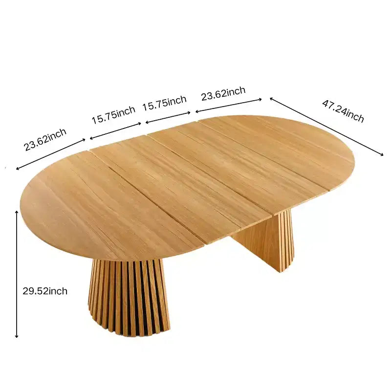 Modern 3-Way Extendable Dining Table, 46 Round Pedestal Table Convertible to 63 & 78.7 Dining Table for Dining Room or Kitchen-Panipeachy