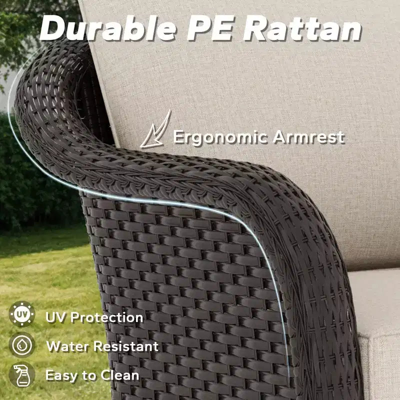 UPTIOT 2-person Outdoor Rattan Armchairs With Cushions
