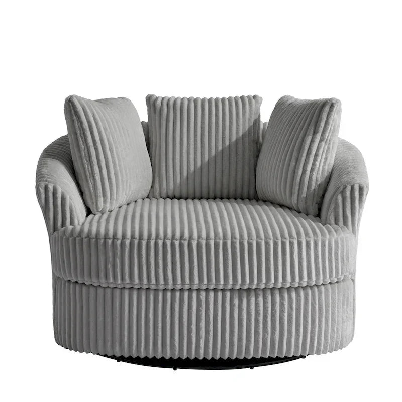 DREAMSIDEA Recessed Arm Slipcovered Swivel Barrel Chair