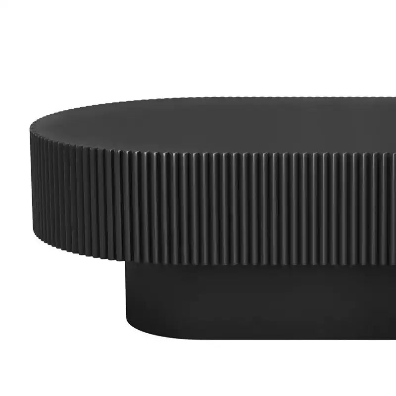 Oval Coffee Table with Fluted Base for Living Room
