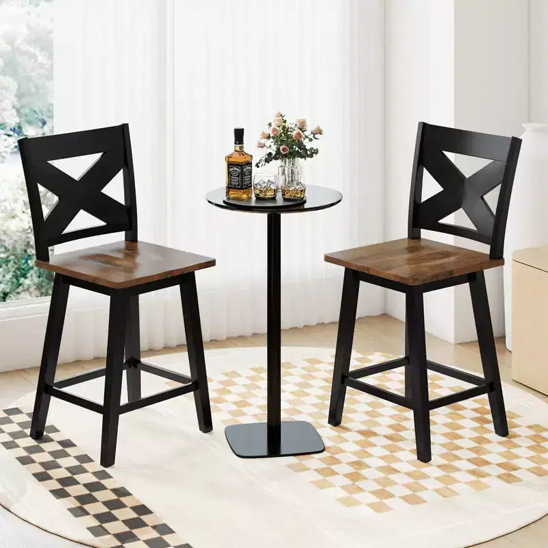 Costway 24 Swivel Barstools Set of 4 w/Backrest Large Seat Footrest for Kitchen Island