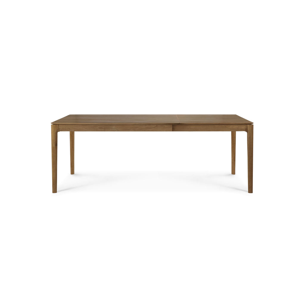 Natural Teak Extendable Dining Table with Concealed Extension Leaf for Dining Room