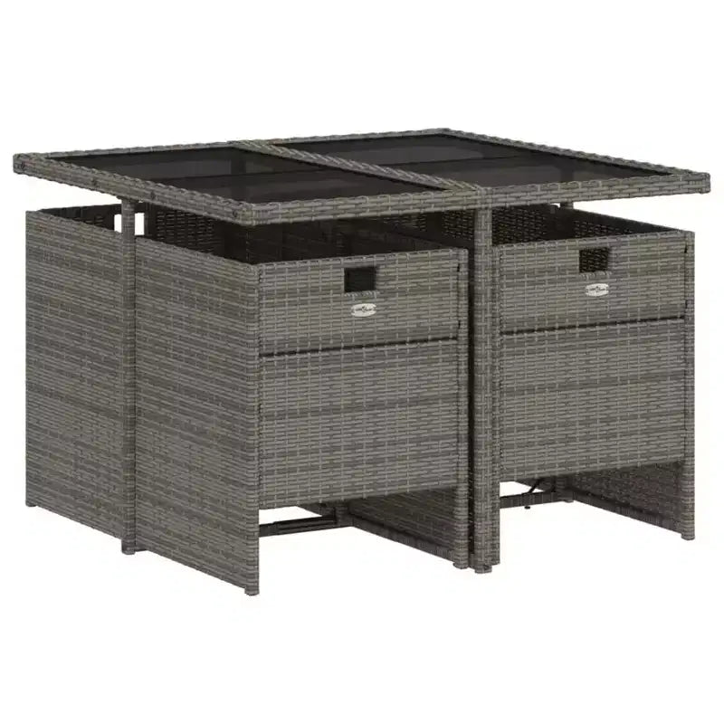 vidaXL Patio Dining Set with Cushions, Garden Table and Chairs, Gray Poly Rattan