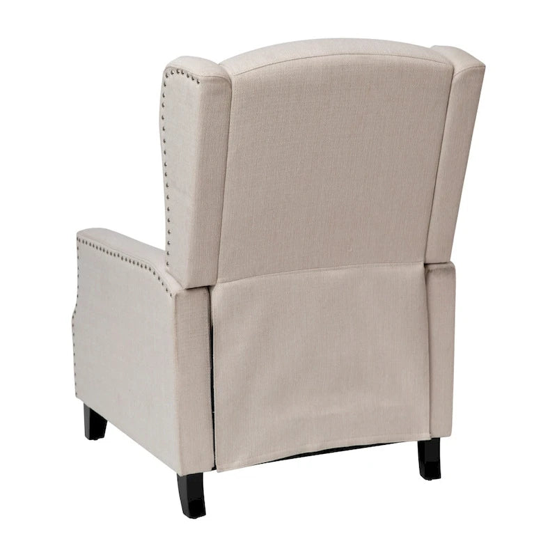 Push Back Wing Back Pocket Spring Recliner with Side Accent Nail Trim