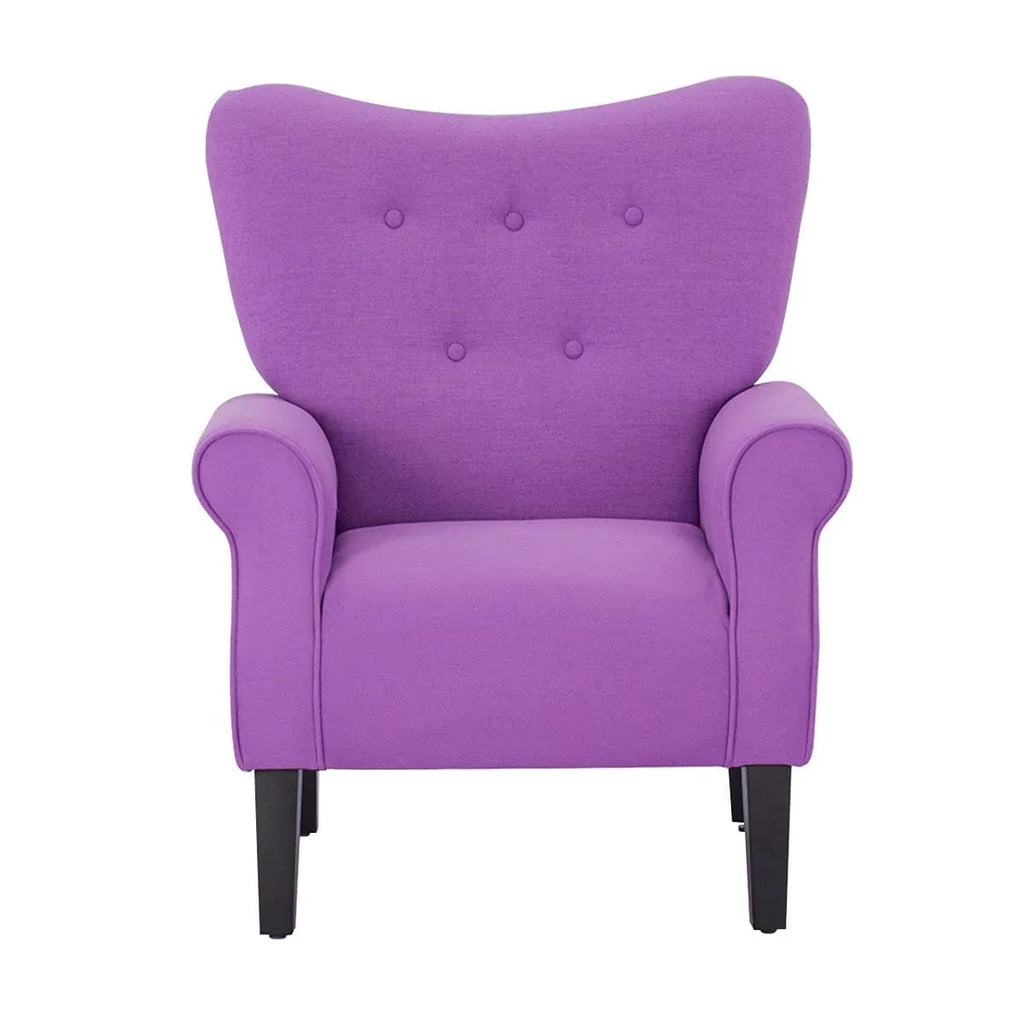Erommy Modern Accent Chair, High Back Armchair, Upholstered Fabric Button Single Sofa with Wooden Legs for Living Room