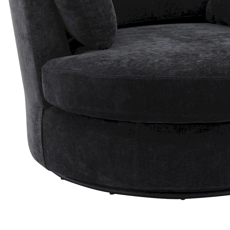 Upholstered Swivel Barrel Armchair Club Chair With Metal Base