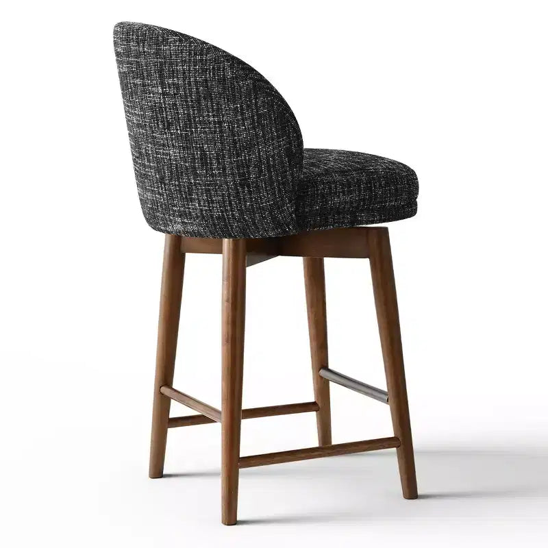 Set of 2 Modern Swivel Counter Stools with Upholstered Seat, 360 Rotating Kitchen Island or Home Bar Chairs with Solid Wood Legs-Panipeachy