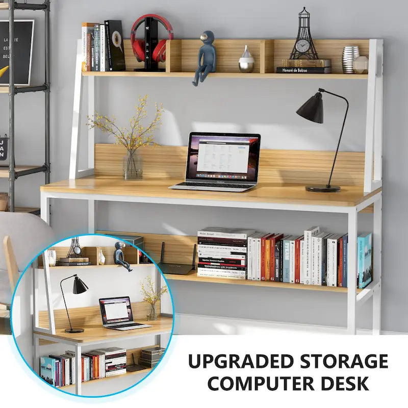 47 Inch Modern Computer Desk with Hutch and Bookshelf