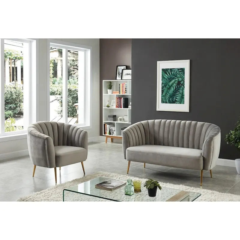 Albany Contemporary Velvet Microfiber Tufted Love Seat by Silver Orchid