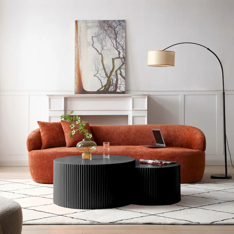 Modern Glam Round End Nesting Coffee Table Set for Living Room (Set of 2) No Assembled