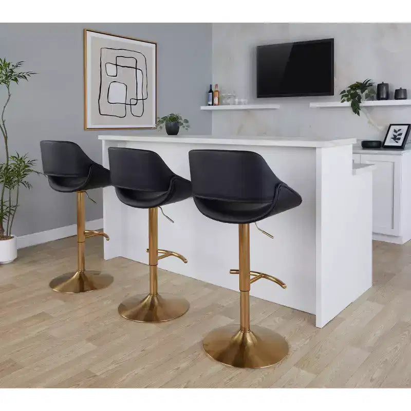 LumiSource Set of 2 Fabrico Adjustable Barstools PU