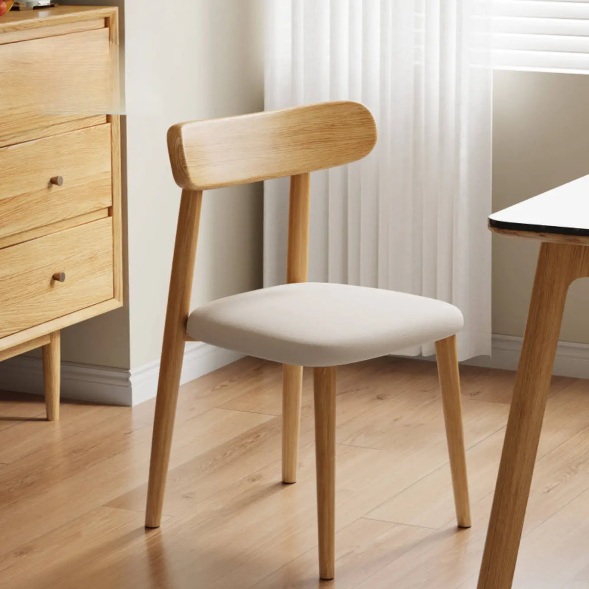 Modern Armless Leather Dining Chair with Low Back