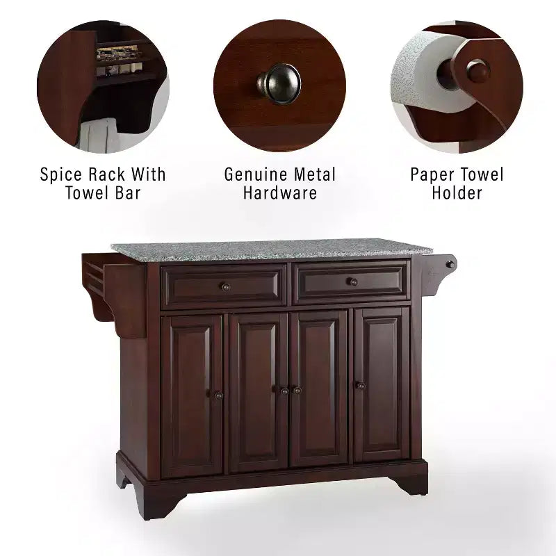 Lafayette Gray Granite Top Full Size Kitchen Island/Cart - Crosley