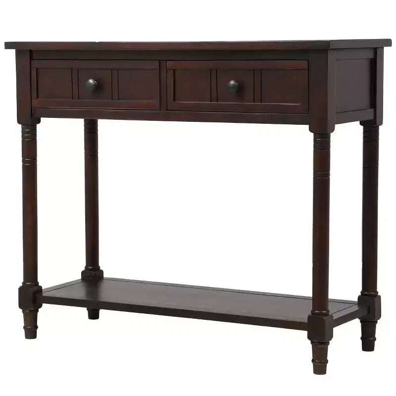 The Misty Moon Daisy Series Console Table Traditional Design with Two Drawers and Bottom Shelf (Espresso)