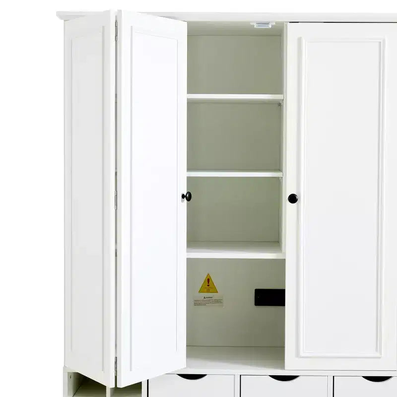 Whisen 71 Tall Freestanding Kitchen Pantry, Large Dining Storage Cabinet Cupboard Sideboards With 4 Foldable Doors, Shelves, Wine Racks