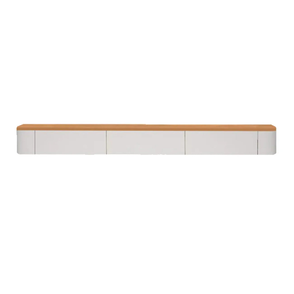 Contemporary Long White Wood Floating TV Stand with Drawers