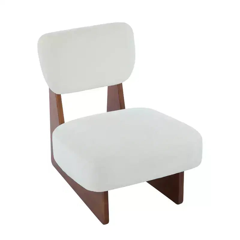 Set of 2 Modern Beige Lounge Chairs with Polyester Upholstery, Sturdy Wood Base, for Various Rooms