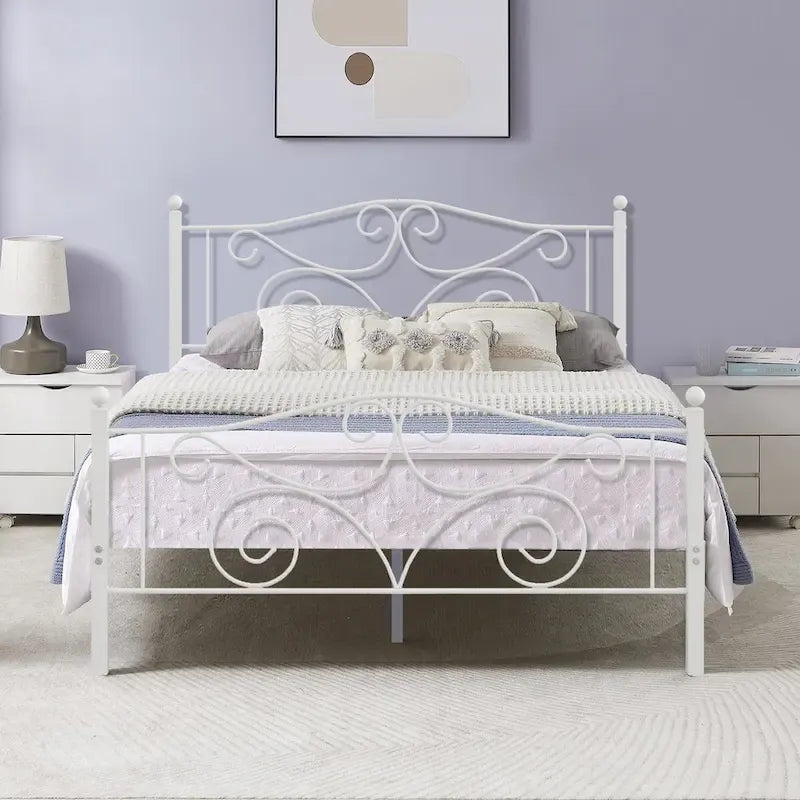 Javlergo Victoria Metal Platform Bed Frame with Headboard and Footboard