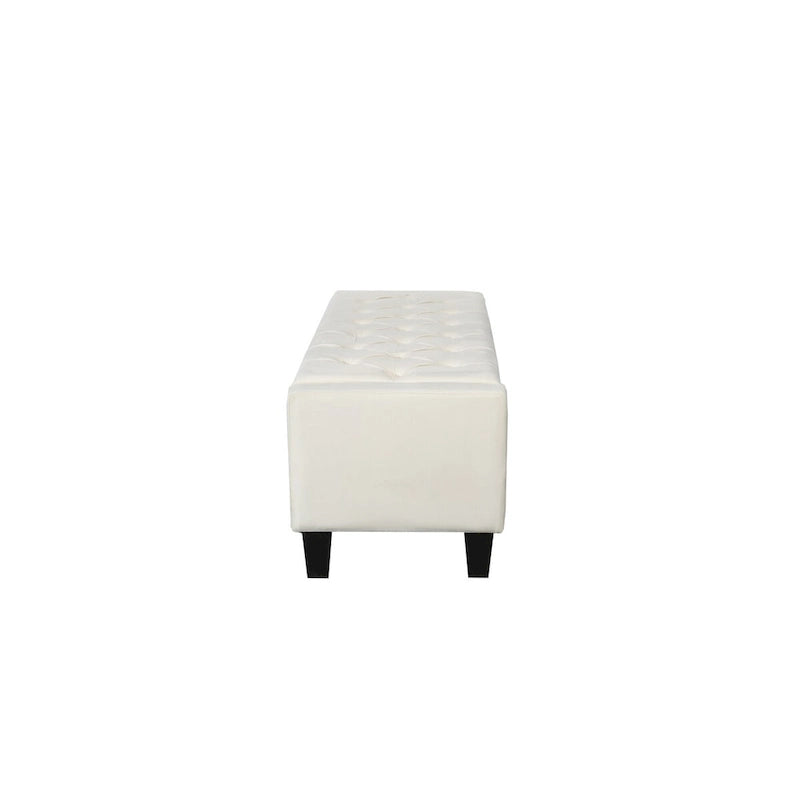 Velvet Button Tufted Flip Top Storage Bench