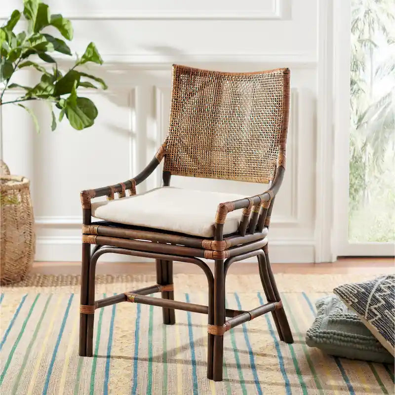 Coastal Rattan Cushion Chair 22 W x 24 L x 37 H 22W x 24D x 37H