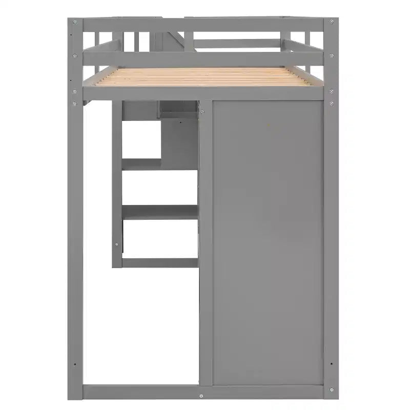 93.3 Functional Loft Bed with Wardrobes, Shelves, Drawers and Storage Ladder