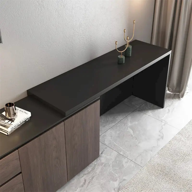 Home Office Expandable Desk with Drawer Dresser for Storage