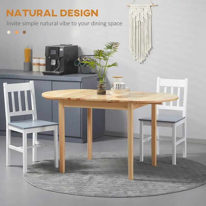 HOMCOM 55 Solid Wood Kitchen Table, Drop Leaf Tables for Small Spaces, Folding Dining Table