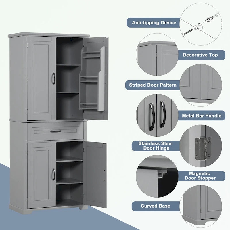 Bathroom Storage Cabinet with Doors and Drawer