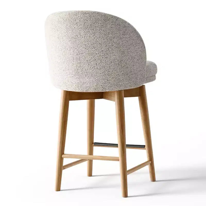 Set of 2 Modern Swivel Counter Stools with Upholstered Seat, 360 Rotating Kitchen Island or Home Bar Chairs with Solid Wood Legs-Panipeachy