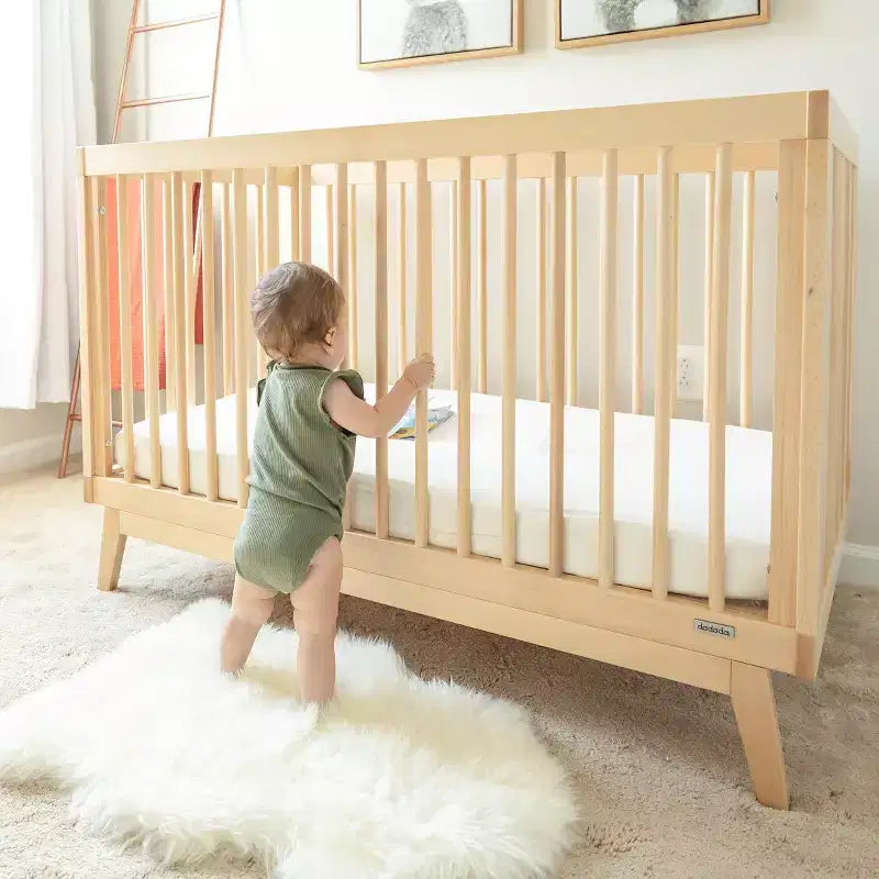 3-in-1 Convertible Crib, Solid European Beechwood, GREENGUARD Gold Certified, Made in Italy