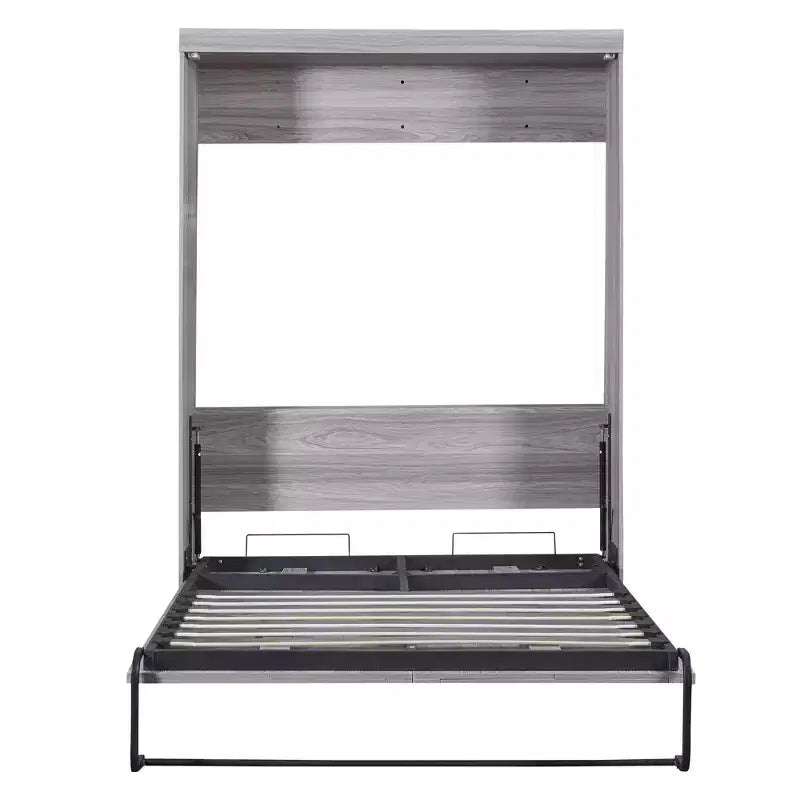 Full/Twin Size Murphy Bed Wall Bed, Wood Cabinet Bed, Gray