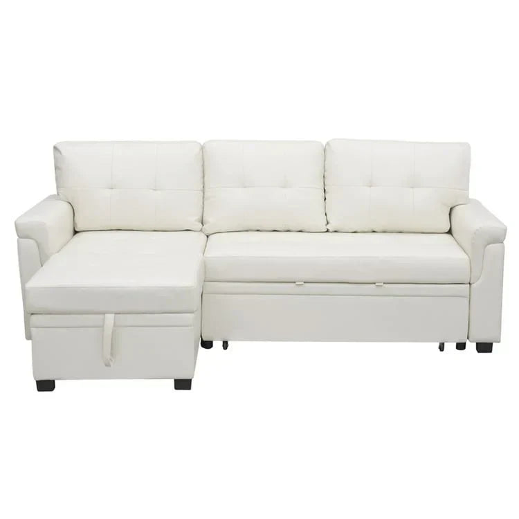 Convertible Reversible Sectional Sofa with Pull-Out Sleeper Bed, Hidden Storage Chaise, and Durable Legs