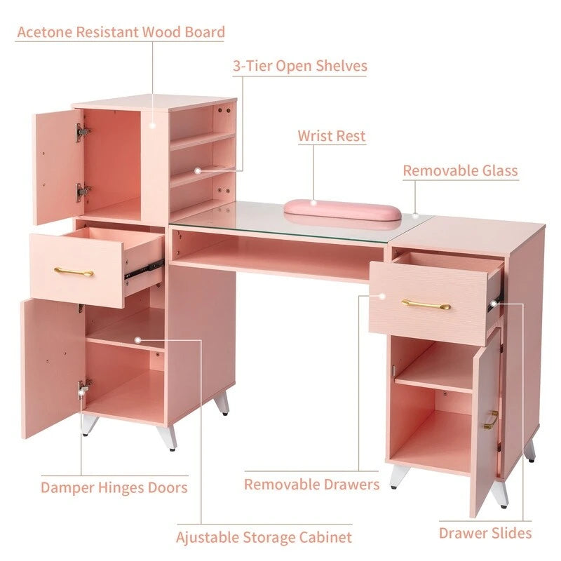 55-Inch Computer Desk with Shelves, Drawers and Cabinet