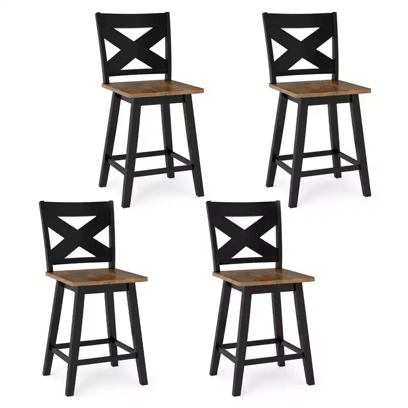 Costway 24 Swivel Barstools Set of 4 w/Backrest Large Seat Footrest for Kitchen Island