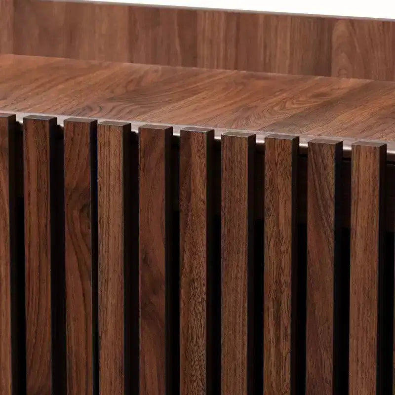 Delaire Mid-Century Modern Walnut Brown Finished Wood Shoe Cabinet